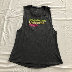 YOGA RX - gray “rainbows, unicorns, yoga” tank
